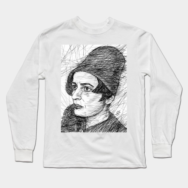 AYN RAND ink portrait .2 Long Sleeve T-Shirt by lautir